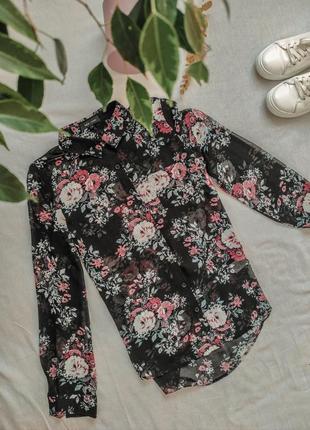Шифонова блуза в квіти2 фото
