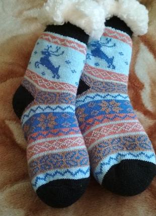 Носочки теплые на искуственном меху с "тормозками"