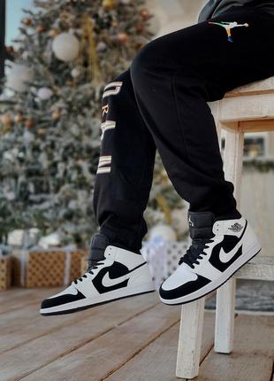 Кроссовки nike air jordan 1 retro white black 40-41-42-43-4410 фото