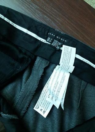 Zara woman серые классические прямые брюки со стрелками5 фото