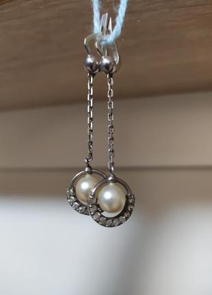 Шикарні сережки срібло перли