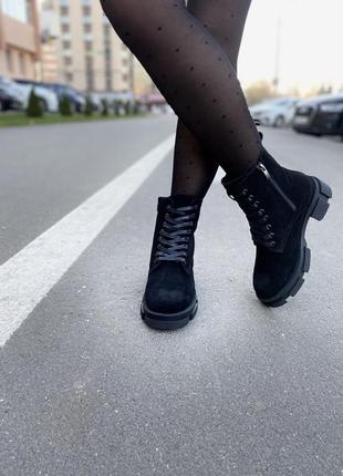 Ботинки женские gremmy 316 чёрный (зима замша натуральная)2 фото