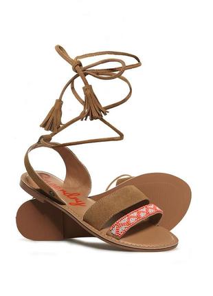 Сандалии кожаные talaia superdry (tan / fluro coral)2 фото