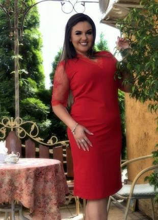 Коктейльне плаття міді червоний колір1 фото