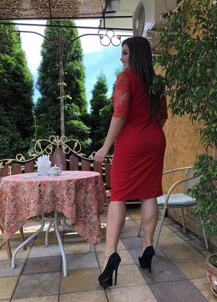 Коктейльне плаття міді червоний колір2 фото