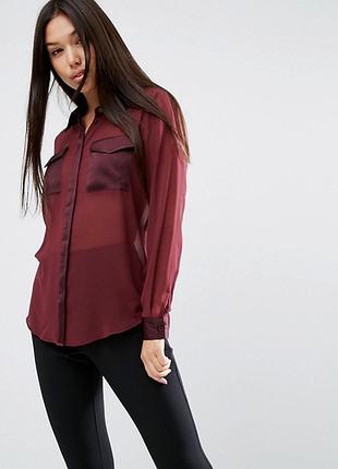 Полупрозрачная блуза рубашка asos с атласными карманами