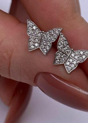 Серебряные бабочки, пуссеты, гвоздики, сережки, 925, серебро
