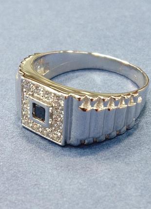 Серебряная мужская печать аббат с вставками из фианитов