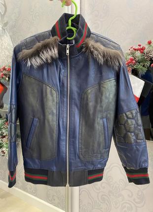 Куртка детская кожаная в стиле gucci