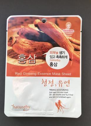Корейская тканевая маска с женьшенем natureby red ginseng essence mask sheet