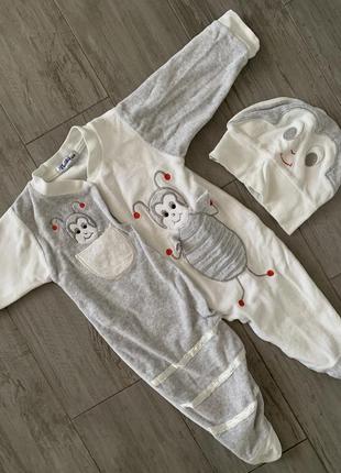 Комплект: махровий чоловічок сліп+шапочка унісекс