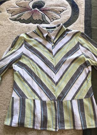 Яркая салатовая рубашка 100% лен!