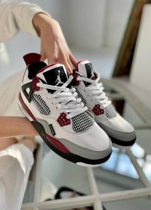 Мужские кроссовки nike air jordan 4 white/bordo