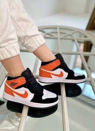 Nike air jordan 1 retro white/orange🆕шикарные кроссовки найк🆕купить наложенный платёж