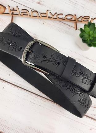Ремень с тиснением sf-3533 черный (130 см)