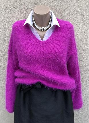 Малиновий-рожевий светр,джемпер,пухнастий светр,травичка,великий розмір