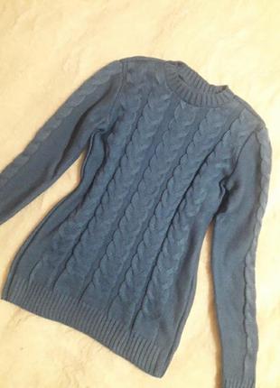 Вязаный свитер с косами джемпер пуловер1 фото