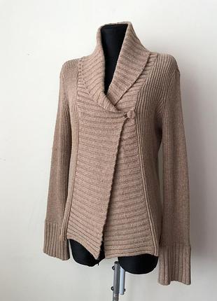Кардиган 46-50 бежевый меланж коттон вискоза