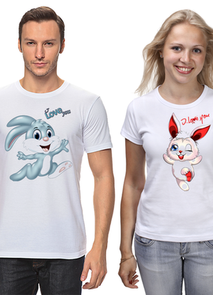 Парные футболки зайцы