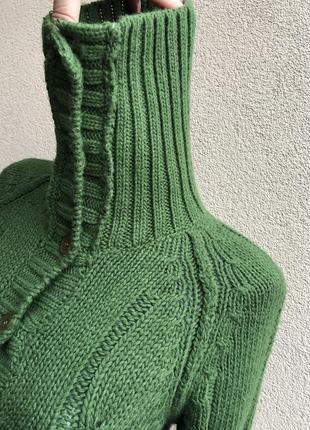 Зелёный,тёплый кардиган реглан,кофта,свитер в косы,cons,7 фото