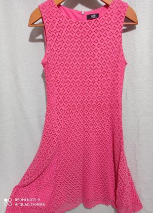 Рс. гіпюрове бавовняне кружевне ажурне рожеве коралове плаття сукня жіночне елегантне wallis бавовня