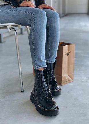 Ботинки лаковые dr martens с мехом3 фото