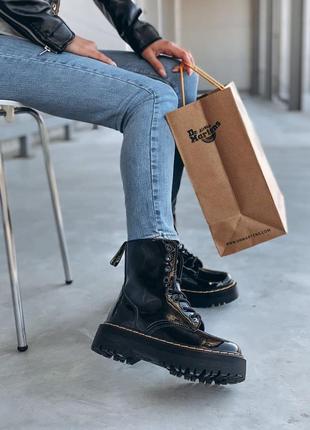 Ботинки лаковые dr martens с мехом4 фото