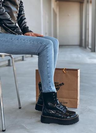 Ботинки лаковые dr martens с мехом7 фото