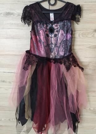 Детское платье, костюм ведьма, ведьмочка, смерть на 5-6 лет на хеллоуин3 фото