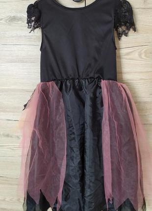 Детское платье, костюм ведьма, ведьмочка, смерть на 5-6 лет на хеллоуин6 фото