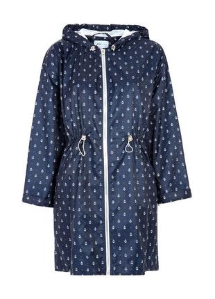 Куртка парка с якорями капюшоном молнией женская весенняя летняя zaps nova 028 темно-синяя4 фото