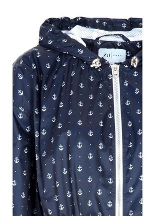 Куртка парка с якорями капюшоном молнией женская весенняя летняя zaps nova 028 темно-синяя5 фото