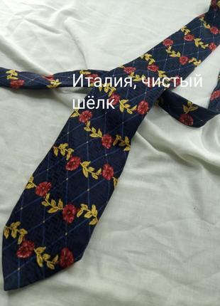 Piscador италия чистый шёлк галстук класса люкс синий с цветами1 фото