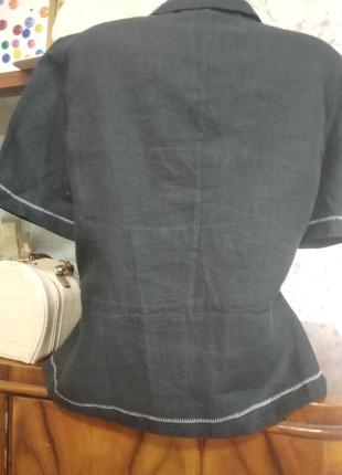 Льняная блуза жакет с коротким рукавом на молнии, bandolera2 фото