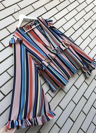 Новая яркая полосатая блуза,широкие рукава,этно бохо стиль, большого размера boohoo