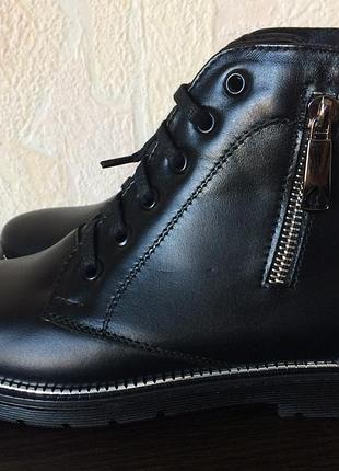 Ботинки 122011 натуральная кожа черные р.36,37,38,39,40 осень-зима демисезонные