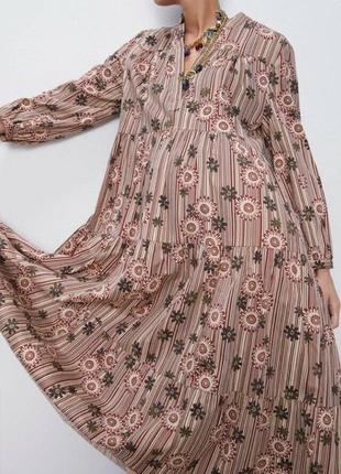 Zara платье хлопковое воздушное с принтом м4 фото