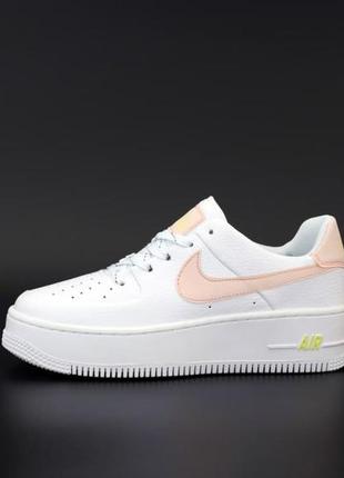 Nike air force 1 white/peach🆕 шикарні кросівки найк 🆕 купити накладений платіж