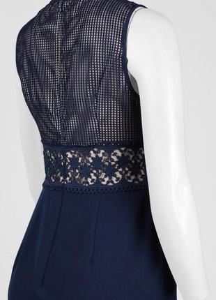 Нарядное брендовое синее с кружевом платье-футляр adrianna papell women's lace dress2 фото