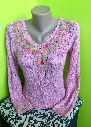 Кофта свитер джемпер пуловер розовый1 фото