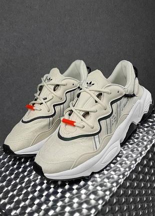 Прекрасные женские кроссовки adidas ozweego tr бежевые