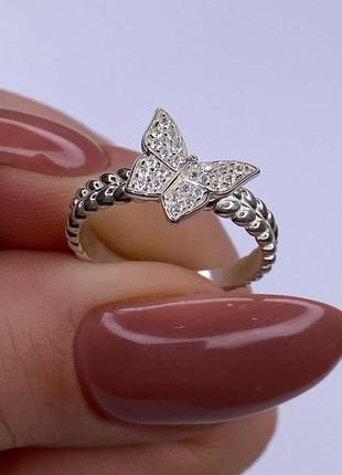 Серебряное кольцо, бабочка, 925, серебро, колечко с фианитом