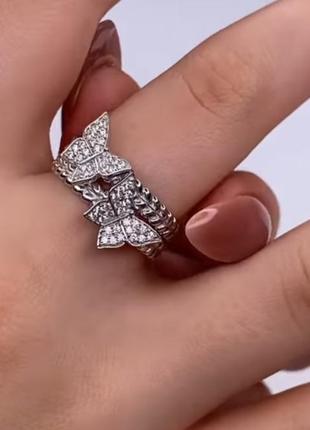 Серебряное кол цо бабочки, 925, родированное серебро