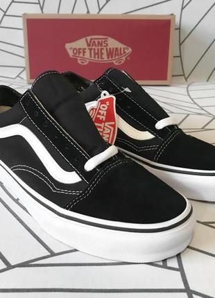 Кеди vans old skool d3hy28 black/white текстиль замша