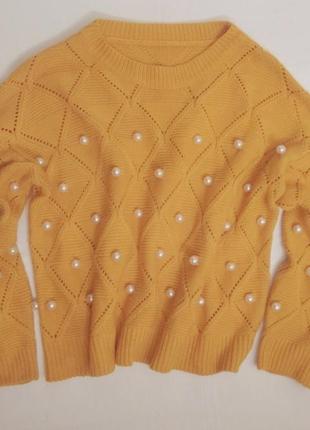 Теплый свитер в жемчужинах5 фото