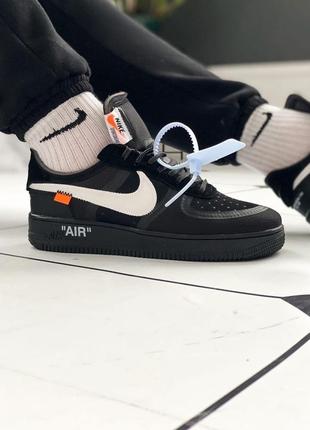 Кросівки найк форс оф вайт чорні nike air force off-white black4 фото