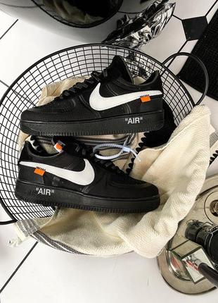 Кросівки найк форс оф вайт чорні nike air force off-white black9 фото