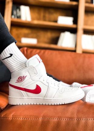 Белые высокие кроссовки найк джордан 1 (36рр - 45рр) nike air jordan 1 retro8 фото