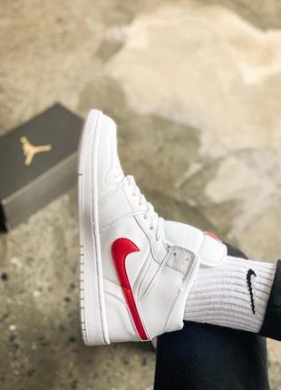 Nike air jordan 1 retro mid wmns white red❤️(36рр - 45рр)❤️ кроссовки найк джордан ретро 16 фото