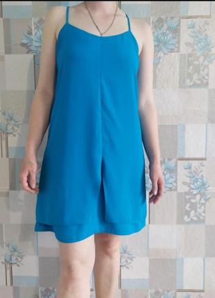 Стильное голубое платье в бельевом стиле4 фото